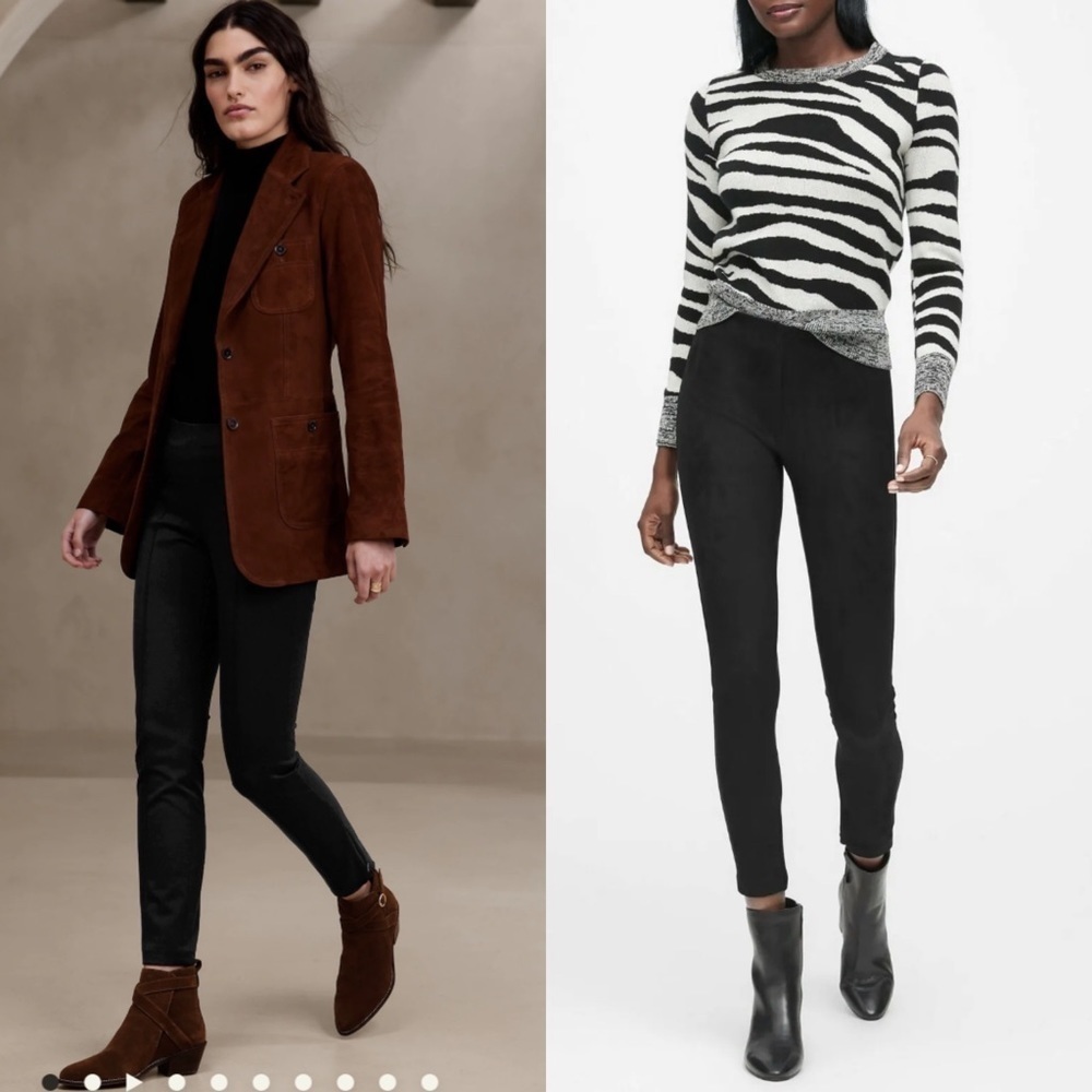 NEW banana republic SZ 4 black vegan suede devon leggings